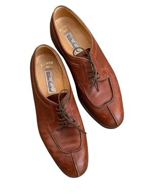 Gravati Wilkes Bashford Brown Leather Apron Toe Derby Shoes Men's 10.5 M Italy